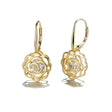 Caged Swarovski Crystal Floating Rose Lever Back Earrings - Tuesday Morning-Leverback Earrings