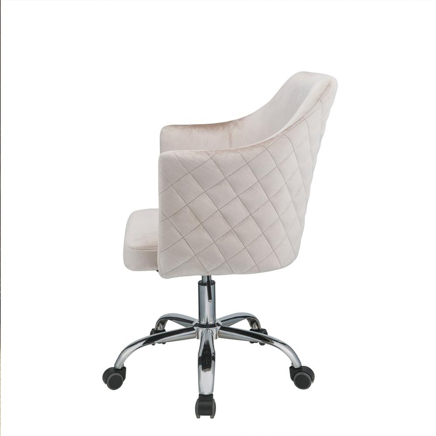 Champagne Fabric Seat Swivel Adjustable Task Chair Fabric Back Steel Frame - Tuesday Morning-Office Chairs