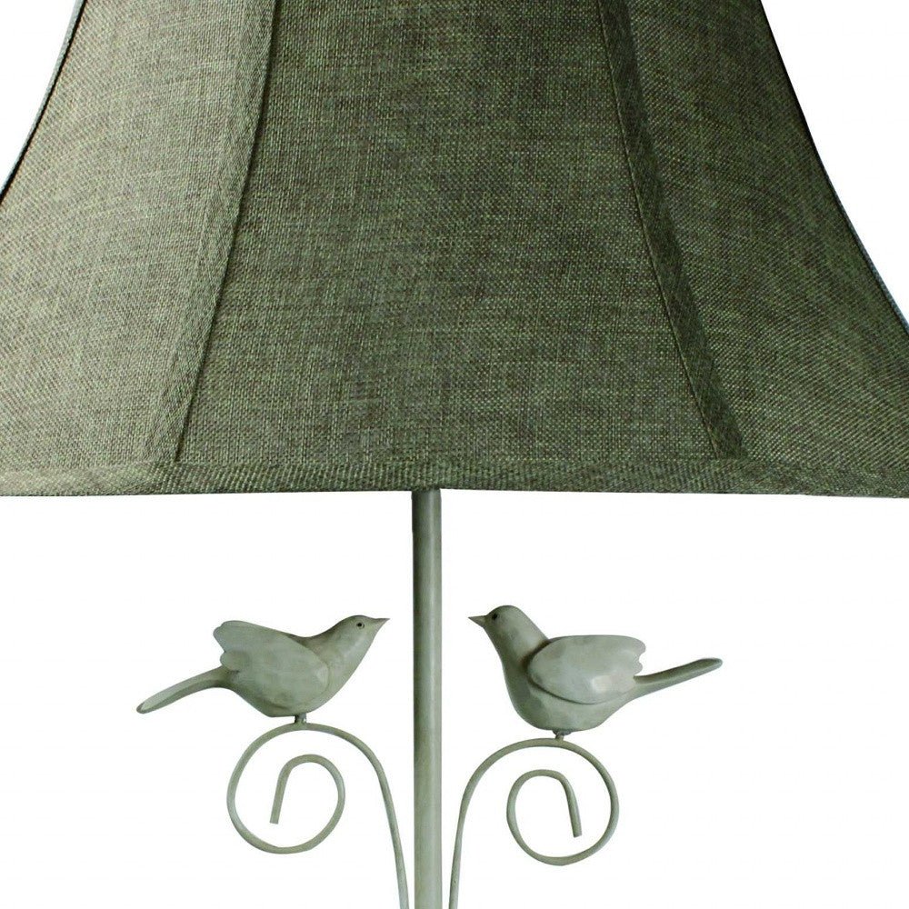 Cheerful White Table Lamp With 3D White Birds - Tuesday Morning-Table Lamps