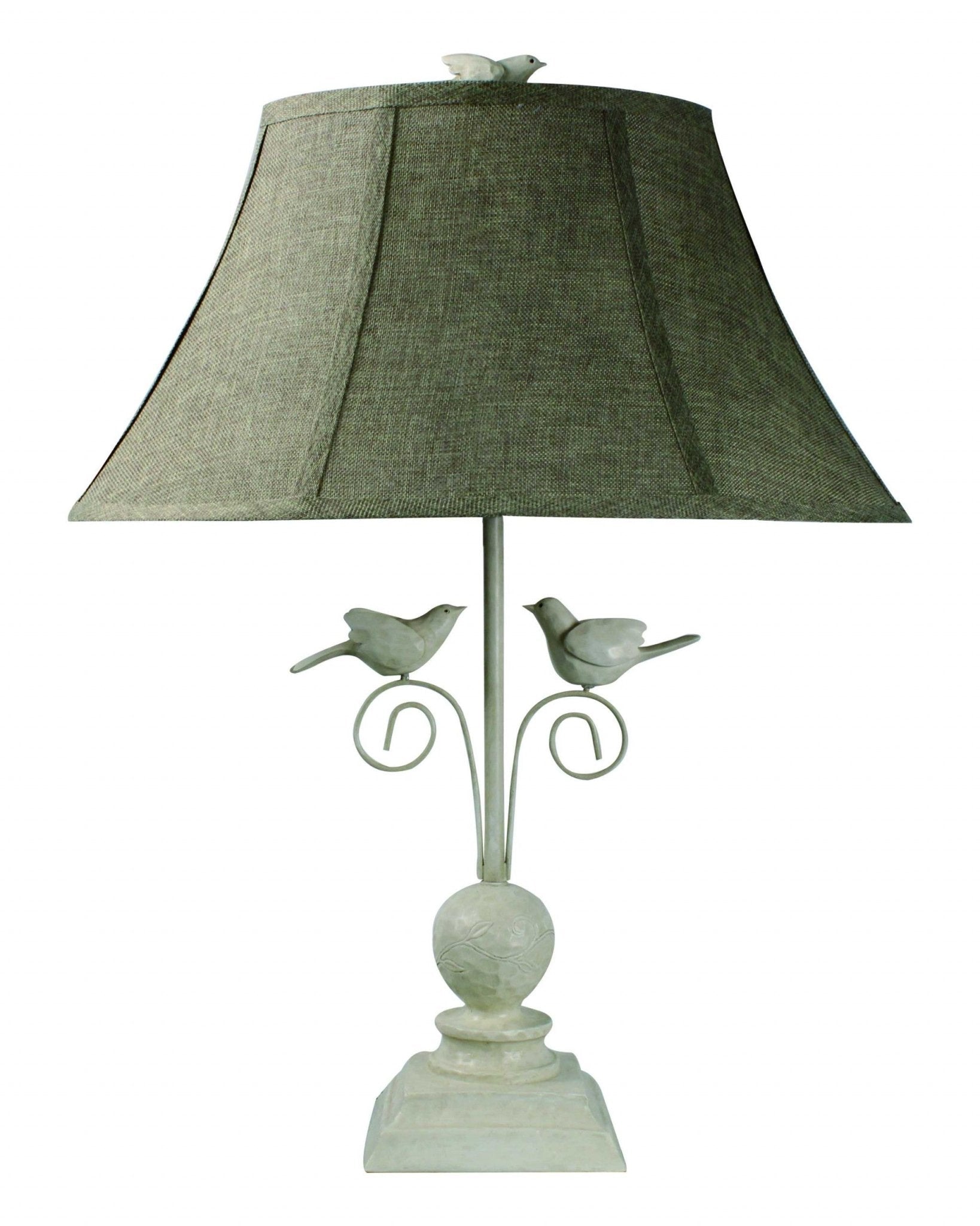 Cheerful White Table Lamp With 3D White Birds - Tuesday Morning-Table Lamps