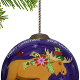 Christmas Moose Walking Hand Painted Mouth Blown Glass Ornament - Tuesday Morning-Christmas Ornaments
