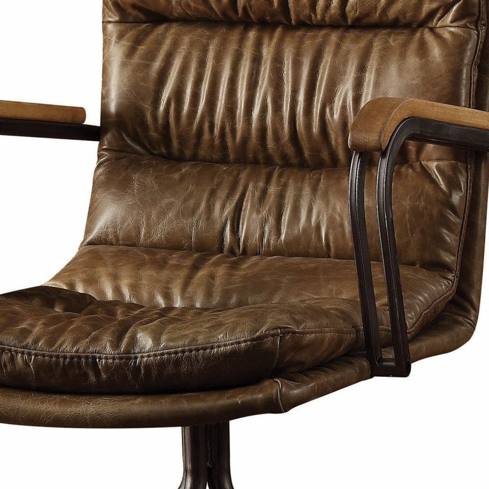 Coffee and Dark Brown Swivel Leather Rolling Executive Office Chair - Tuesday Morning-Office Chairs