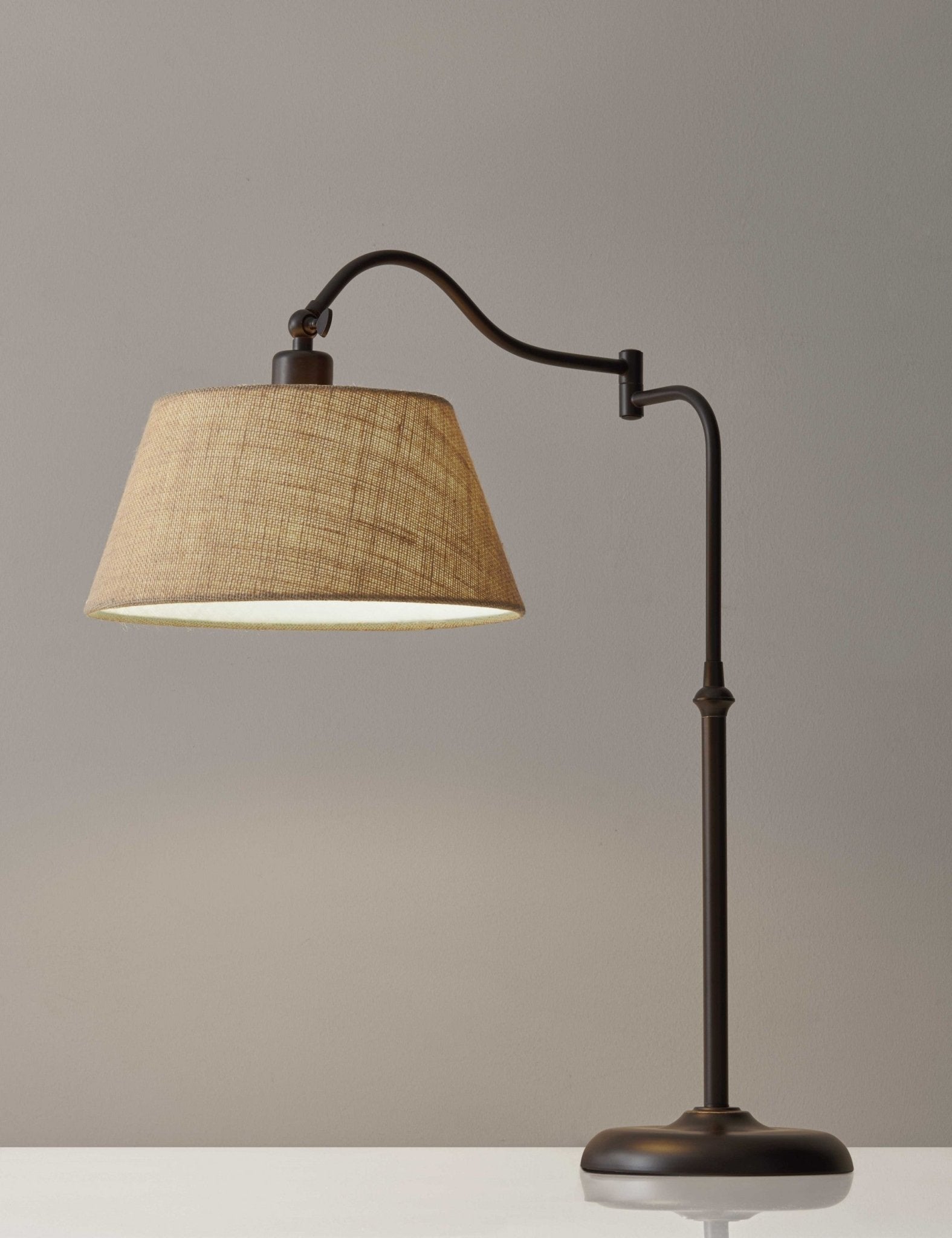 Dark Bronze Metal Swing Arm Adjustable Table Lamp - Tuesday Morning-Table Lamps
