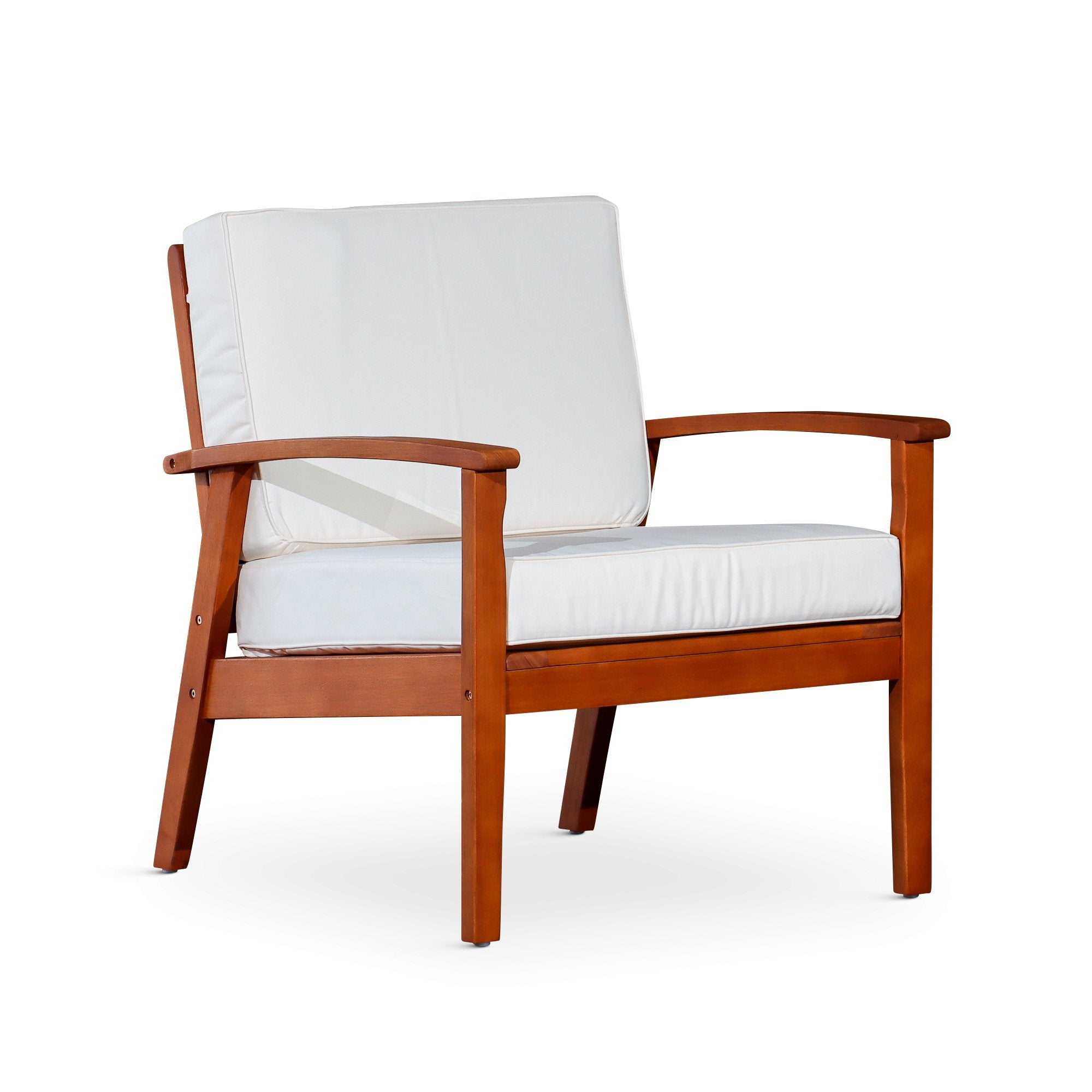 Deep Seat Outdoor Chair, Natural Oil Finish, Burgundy Cushions - Tuesday Morning-Chairs & Seating