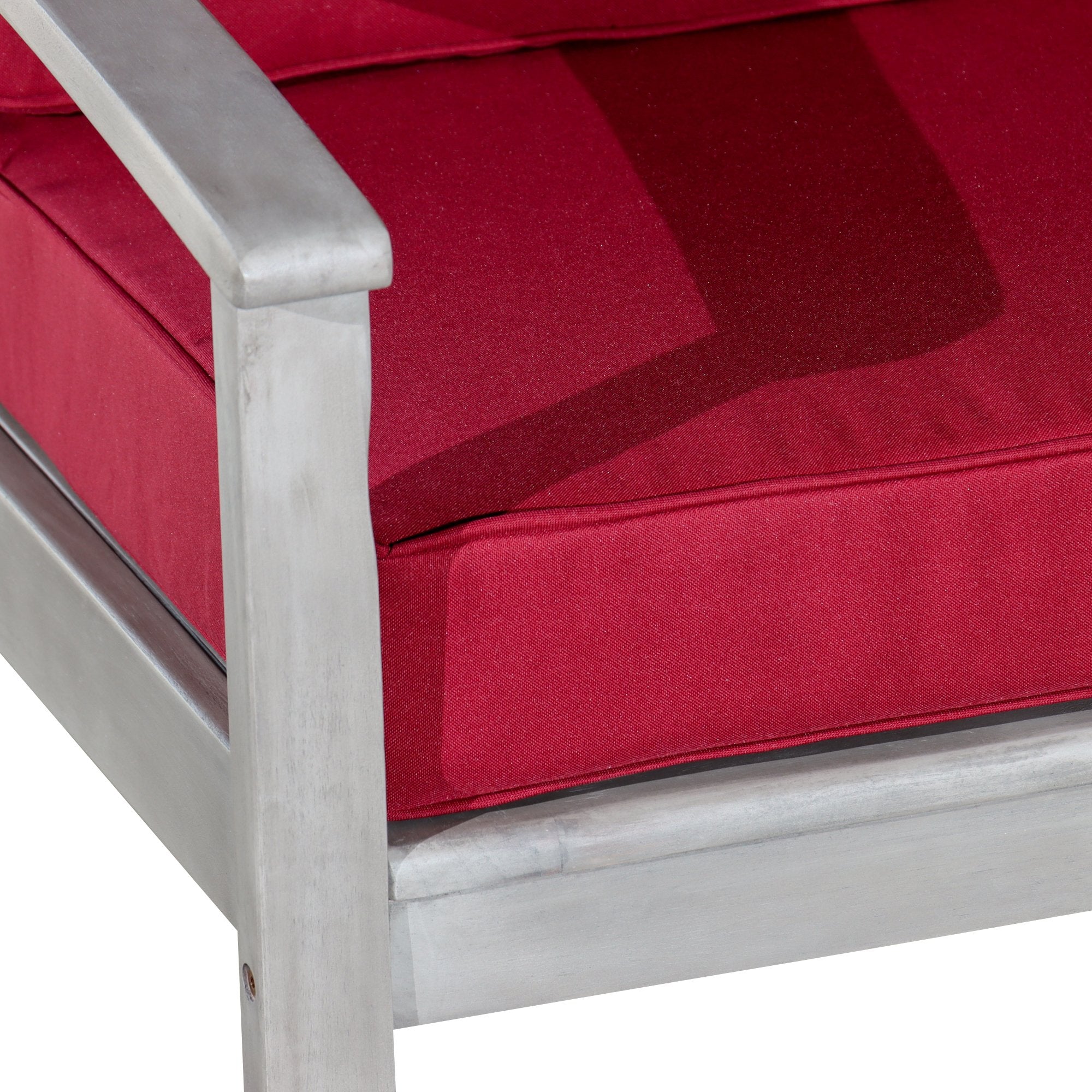 Deep Seat Outdoor Chair Silver Gray Finish, Burgundy Cushion - Tuesday Morning-Chairs & Seating