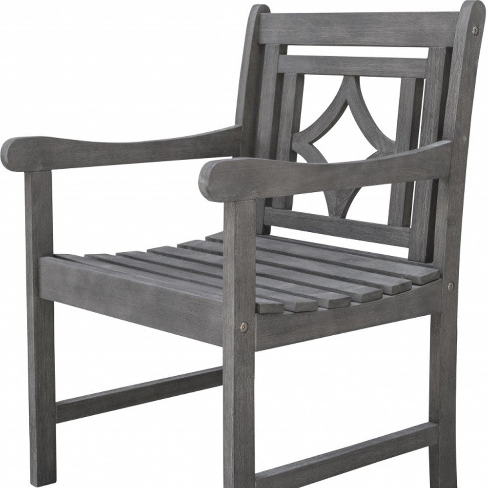 Distressed Dining Armchair With Decorative Back - Tuesday Morning-Outdoor Chairs