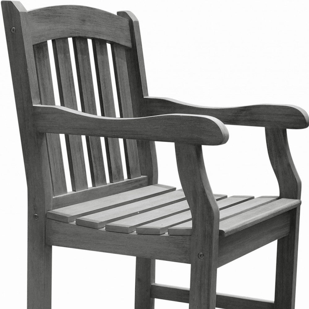 Distressed Patio Armchair With Horizontal Slats - Tuesday Morning-Outdoor Chairs