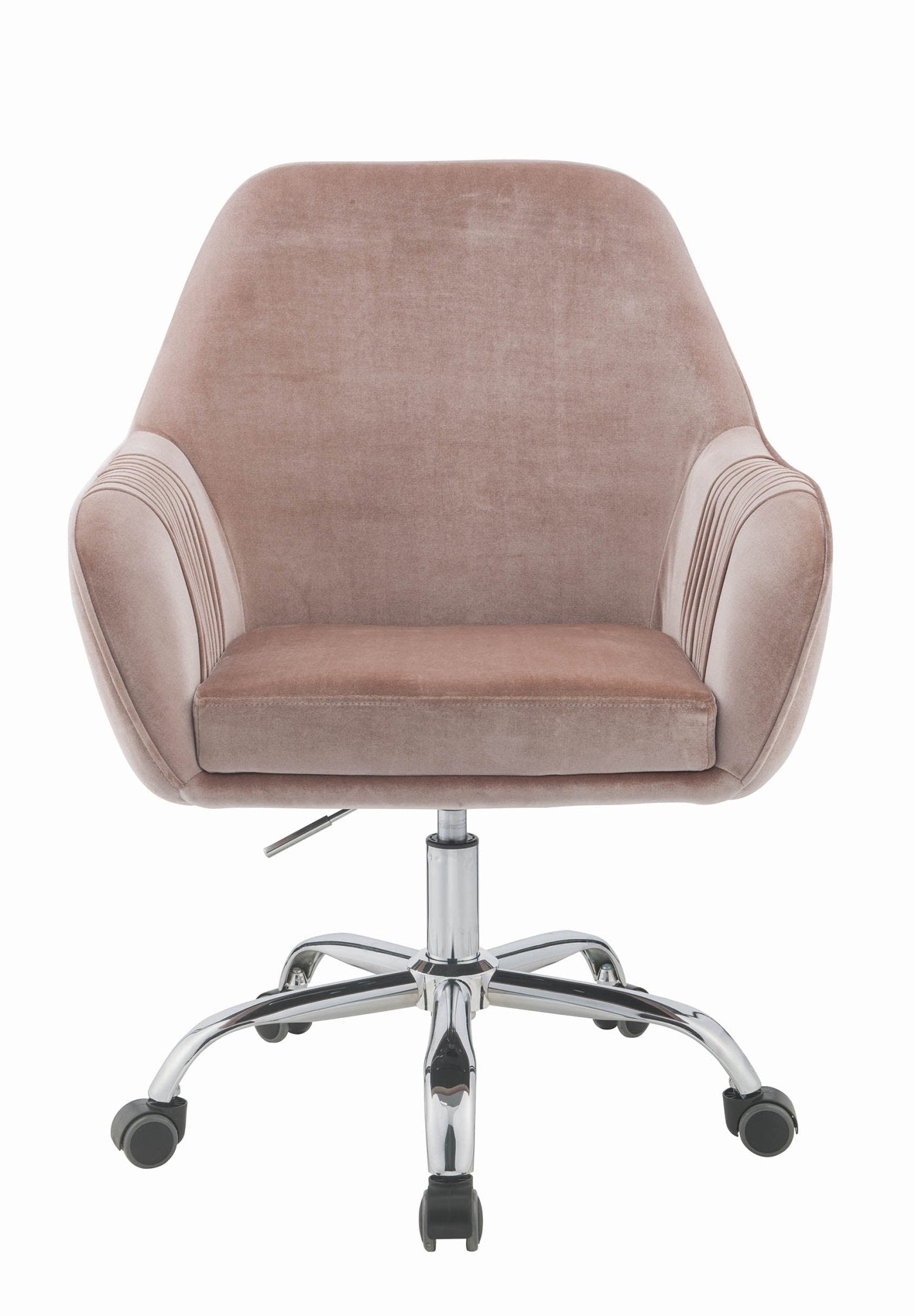 Dusty Rose Velvet Seat Swivel Adjustable Task Chair Fabric Back Steel Frame - Tuesday Morning-Office Chairs