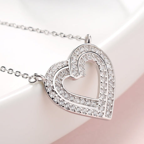 Encrusted Heart Pendant Necklace With Crystals From Swarovski - Tuesday Morning-Pendant Necklaces