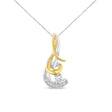 Espira 10K Two-Tone Yellow & White Gold 1/10 Cttw Round Brilliant-Cut Diamond Spiral 18" Pendant Necklace (J-K Color, I2-I3 Clarity) - Tuesday Morning-Pendant Necklace