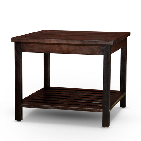 Eucalyptus Outdoor 2-shelf Side Table, Espresso - Tuesday Morning-Tables