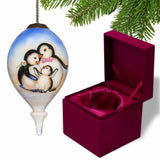Family of Penguins Hand Painted Mouth Blown Glass Ornament - Tuesday Morning-Christmas Ornaments
