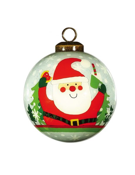 Festive Glitter Santa Hand Painted Mouth Blown Glass Ornament - Tuesday Morning-Christmas Ornaments