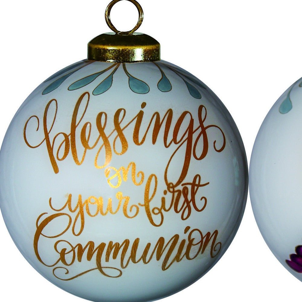 Gold First Communion Hand Painted Mouth Blown Glass Ornament - Tuesday Morning-Christmas Ornaments