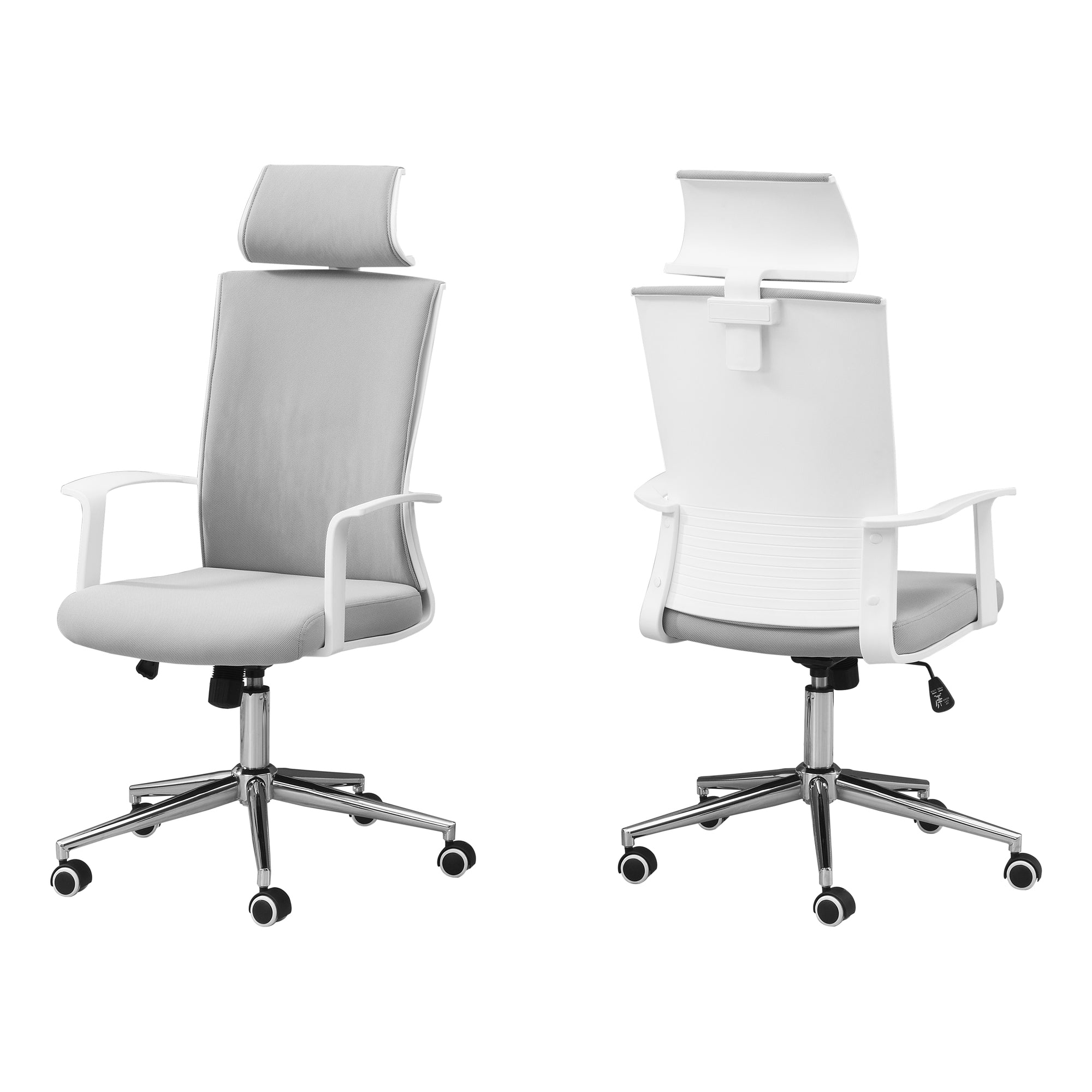 Gray-Fabric-Seat-Swivel-Adjustable-Executive-Chair-Fabric-Back-Plastic-Frame-Office-Chairs