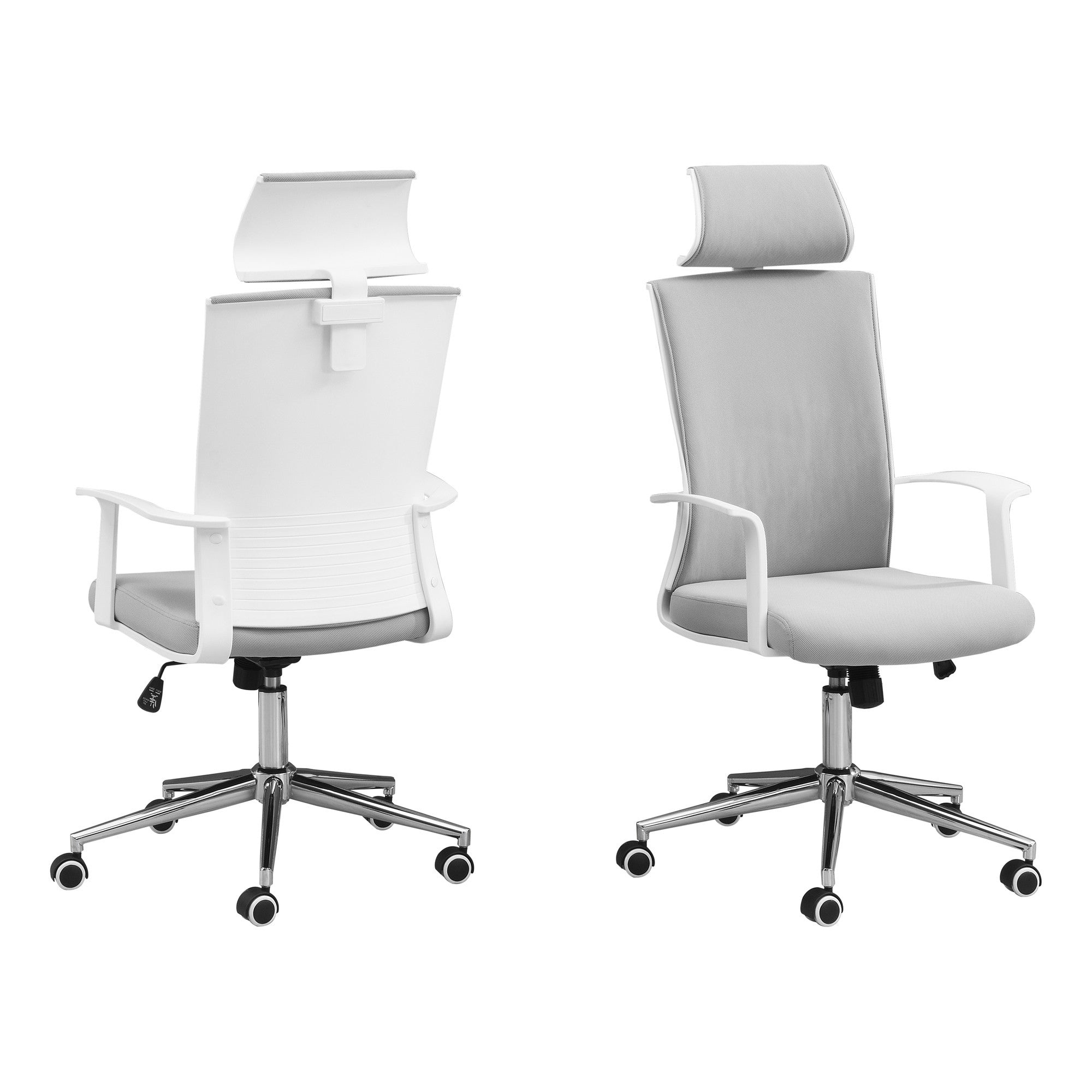 Gray Fabric Seat Swivel Adjustable Executive Chair Fabric Back Plastic Frame - Tuesday Morning-Office Chairs