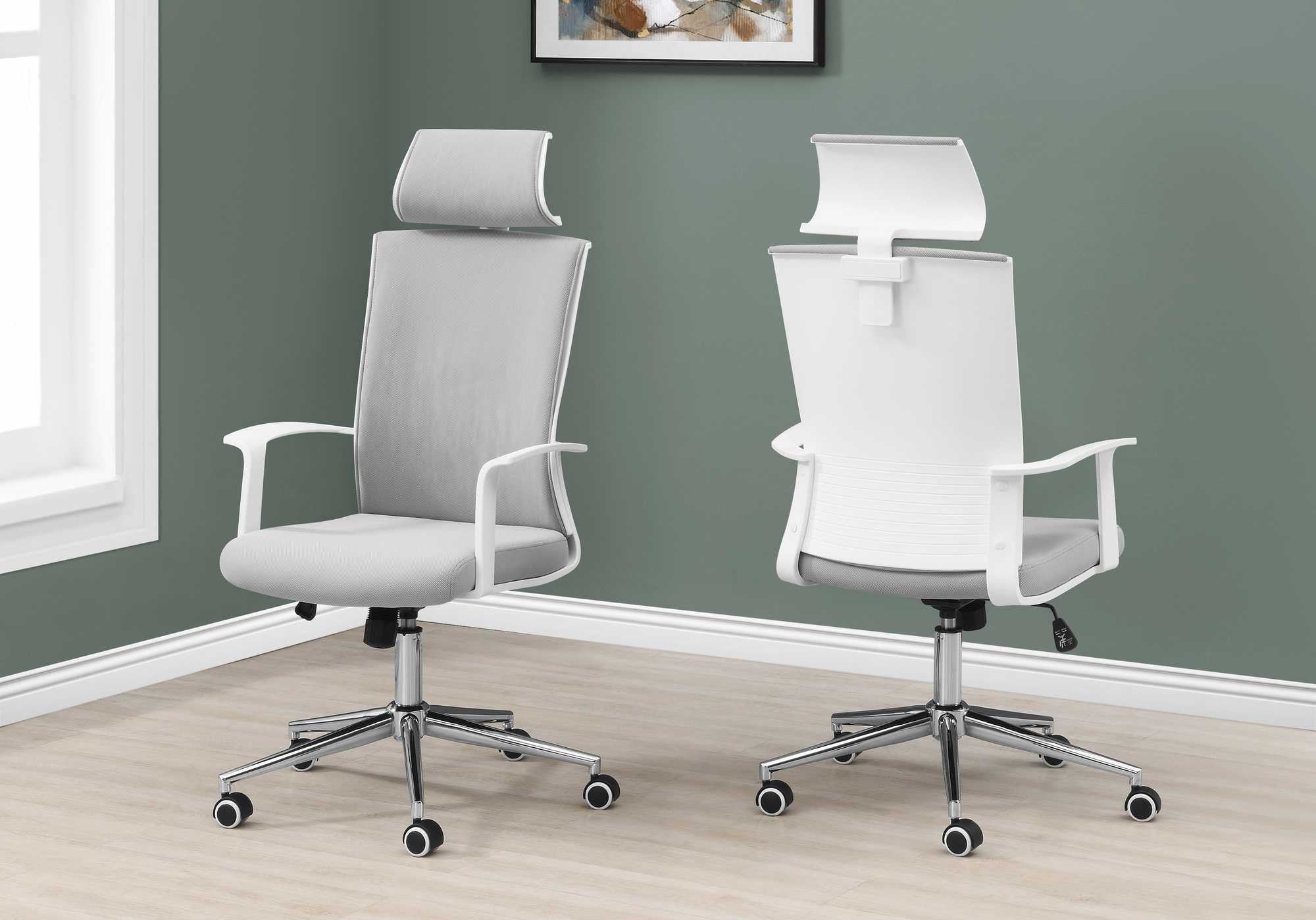 Gray Fabric Seat Swivel Adjustable Executive Chair Fabric Back Plastic Frame - Tuesday Morning-Office Chairs