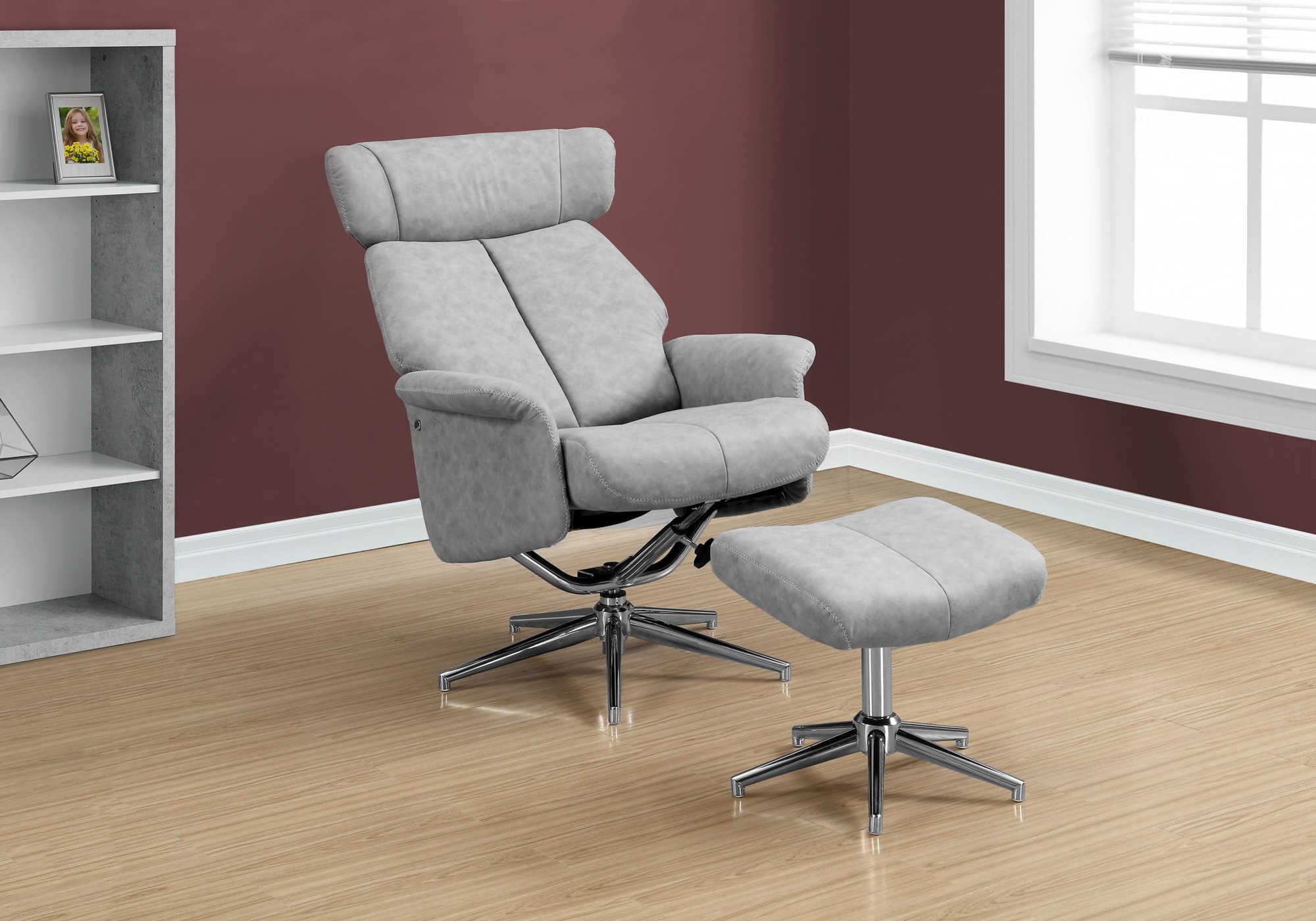 Gray Fabric Tufted Seat Swivel Adjustable Task Chair Fabric Back Steel Frame - Tuesday Morning-Office Chairs