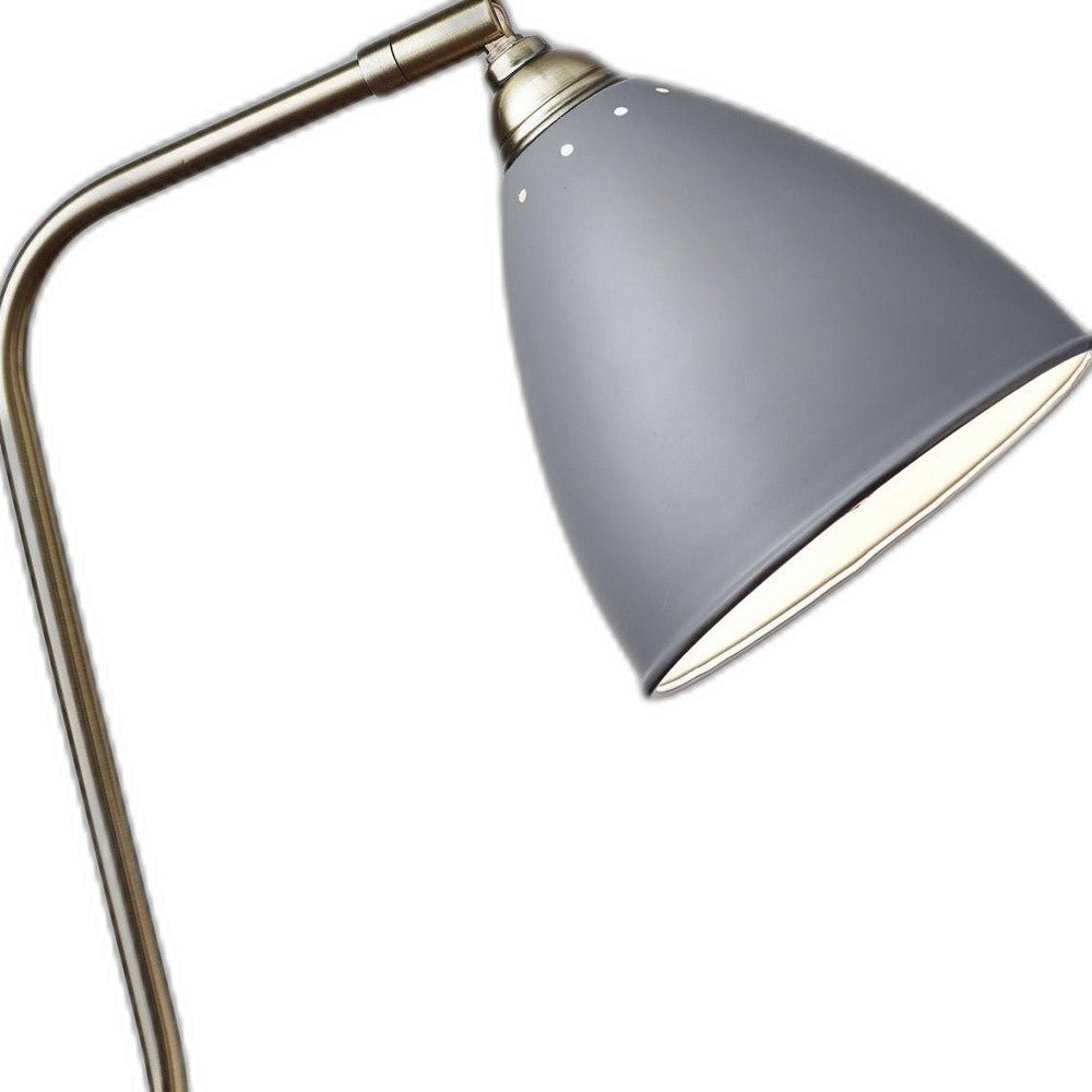 Grey Metal And Antique Brass Adjustable Usb Port Desk Lamp - Tuesday Morning-Table Lamps