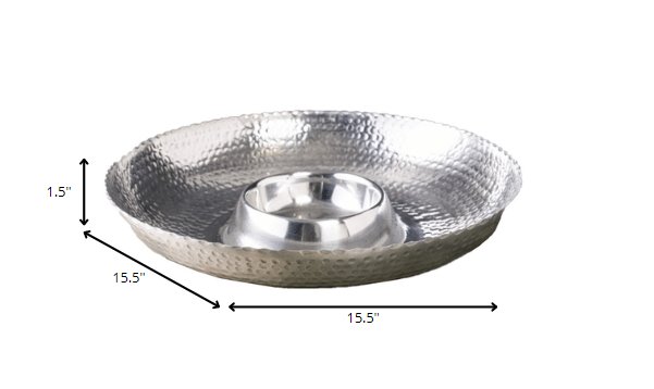 Handcrafted Hammered Stainless Steel Chip And Dip Server - Tuesday Morning-Dinnerware
