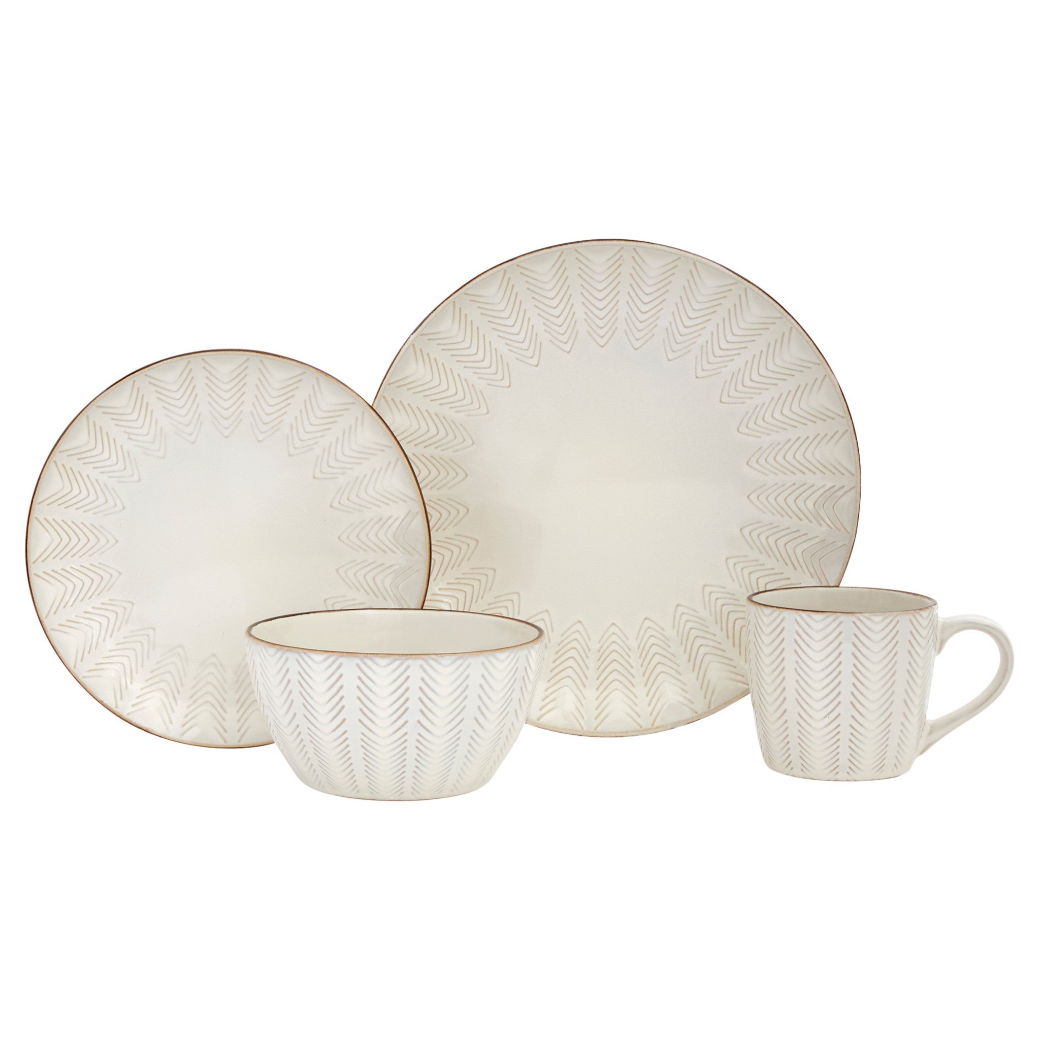 Ivory-Sixteen-Piece-Round-Chevron-Ceramic-Service-For-Four-Dinnerware-Set-Dinnerware-Sets