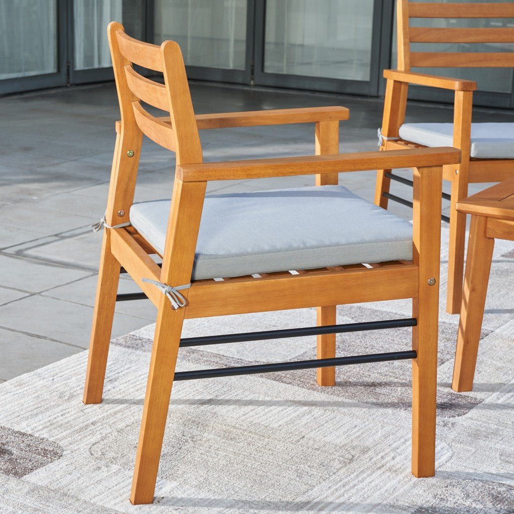 Light Wood Dining Chair With Metal Supports - Tuesday Morning-Outdoor Chairs