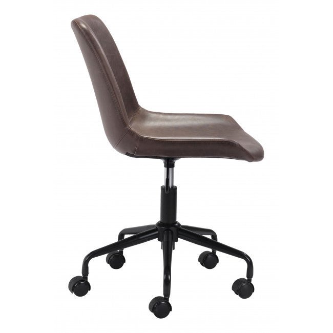 Modern Brown Faux Leather Rolling Office Chair - Tuesday Morning-Office Chairs