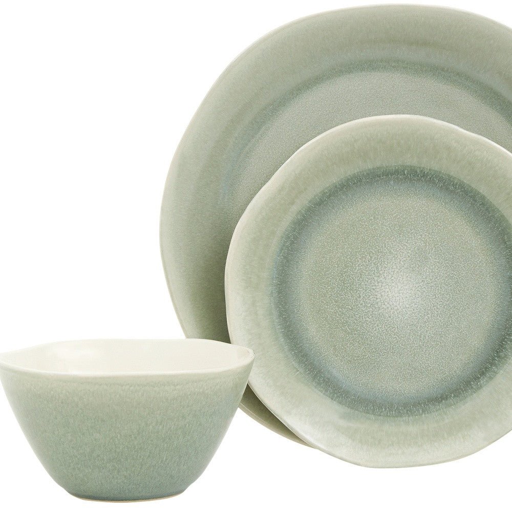 Sage Sixteen Piece Ceramic Service For Four Dinnerware Set - Tuesday Morning-Dinnerware