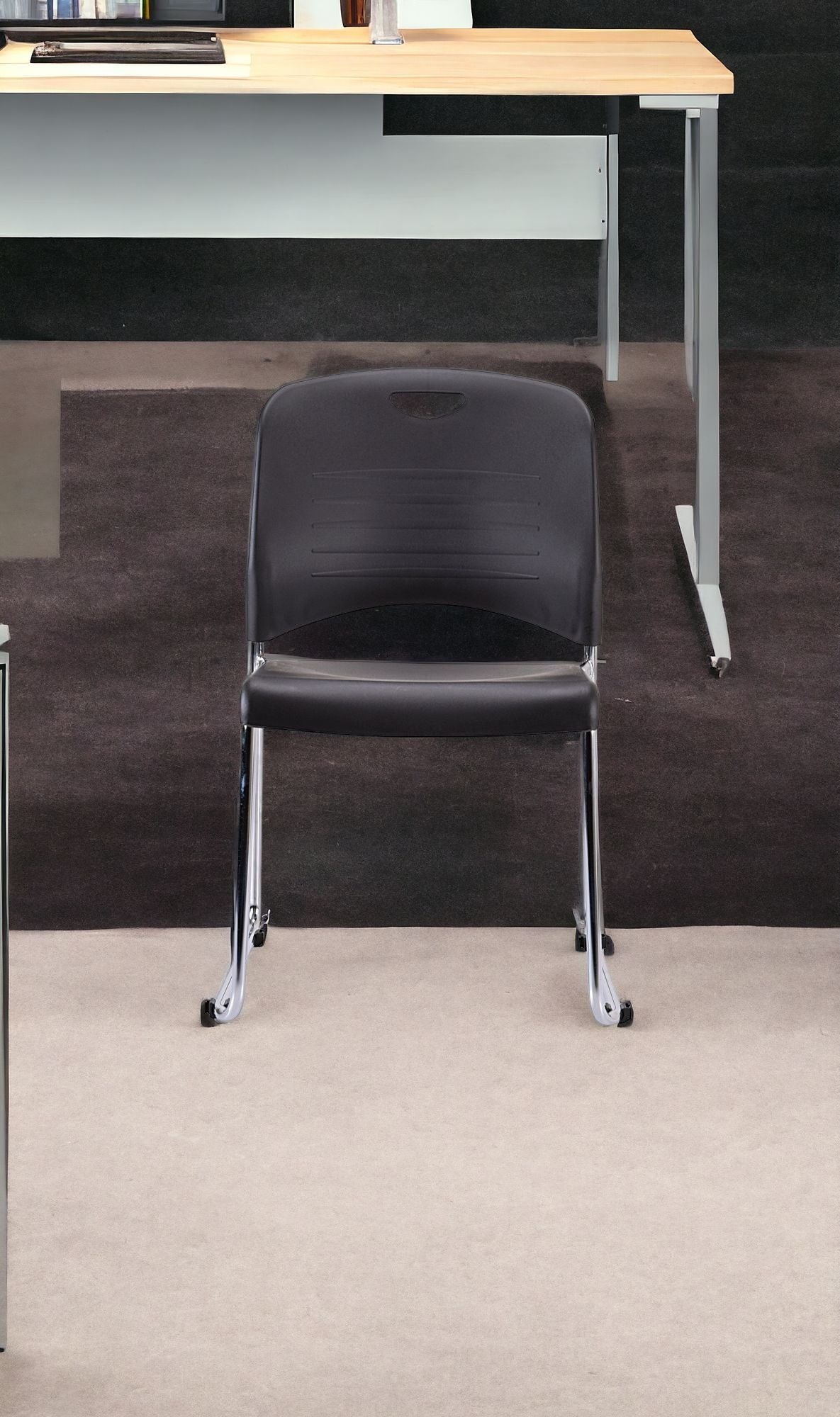 Set of Four Black and Silver Plastic Office Chair - Tuesday Morning-Office Chairs