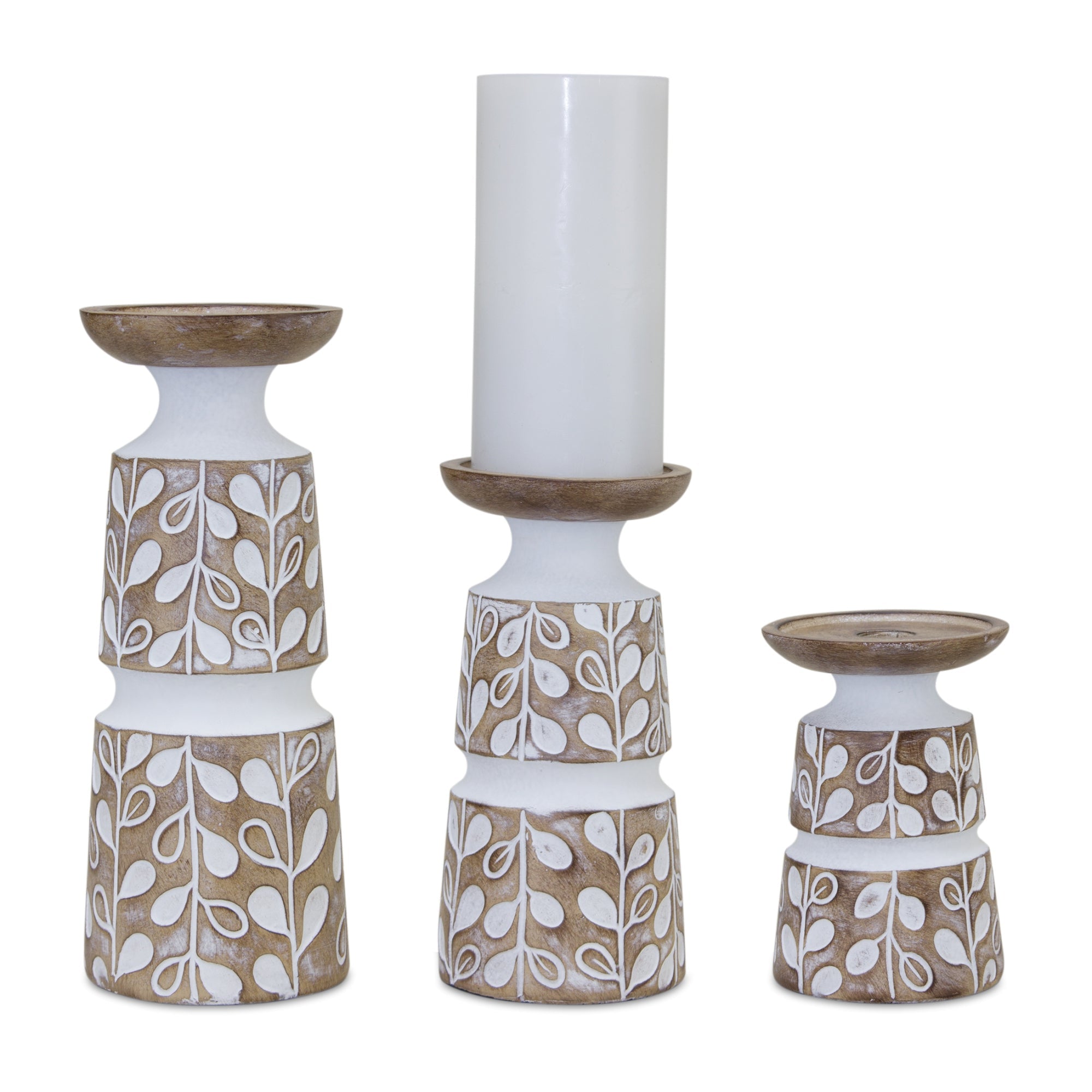 Set-Of-Three-Brown-Flameless-Tabletop-Candle-Holders