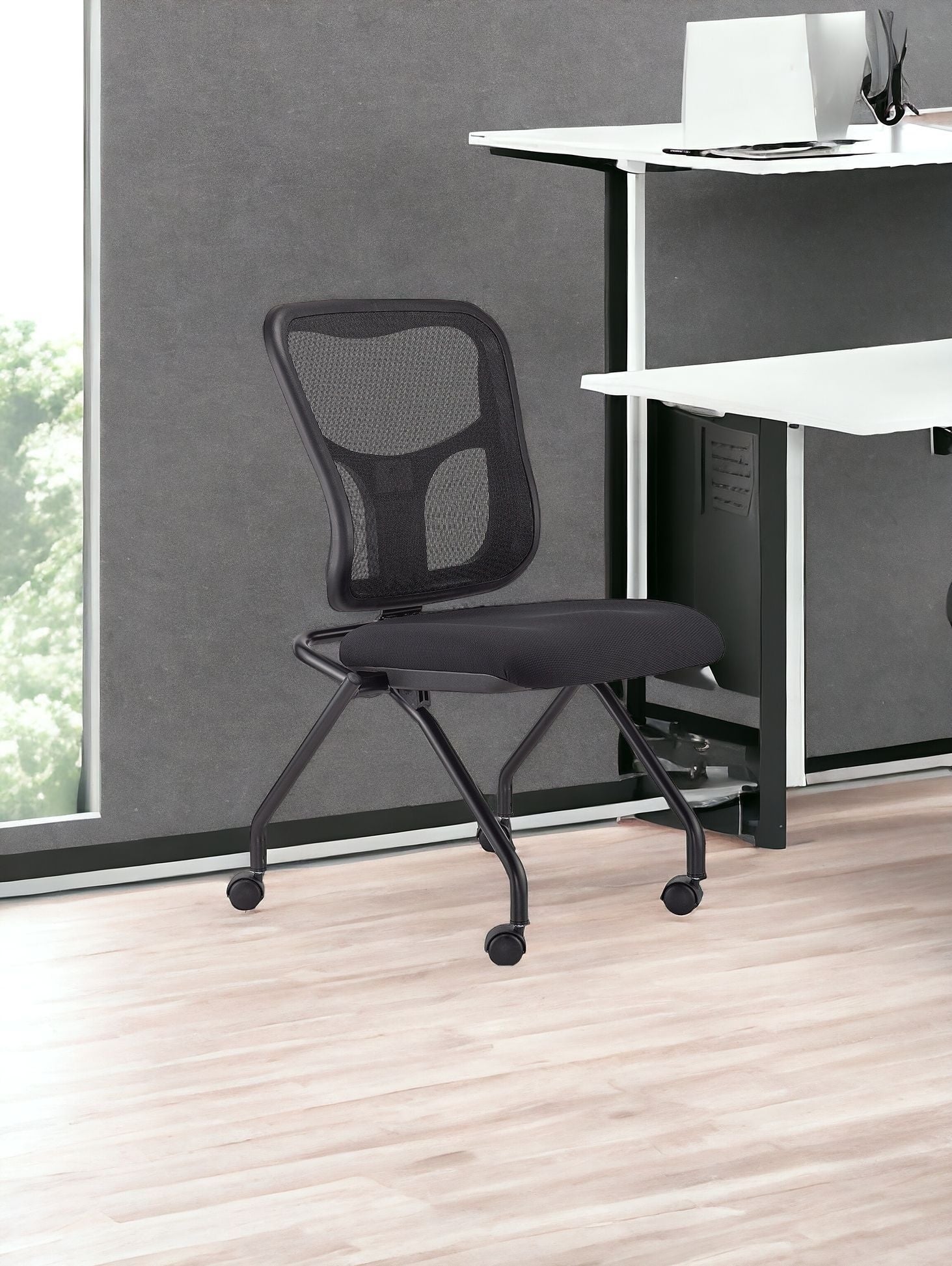 Set of Two Black Adjustable Mesh Rolling Office Chair - Tuesday Morning-Office Chairs