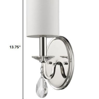 Silver Three Light Wall Sconce with White Fabric Shade - Tuesday Morning-Wall Lighting