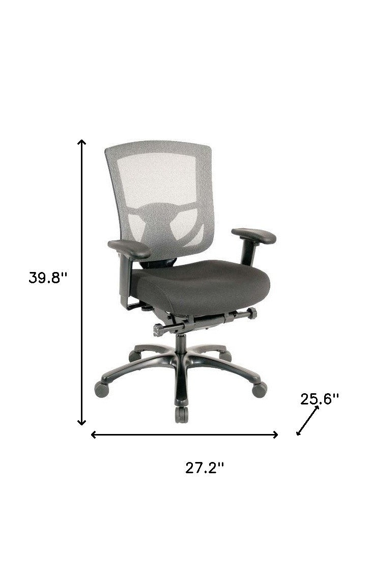 Slate Gray and Black Adjustable Swivel Mesh Rolling Office Chair - Tuesday Morning-Office Chairs
