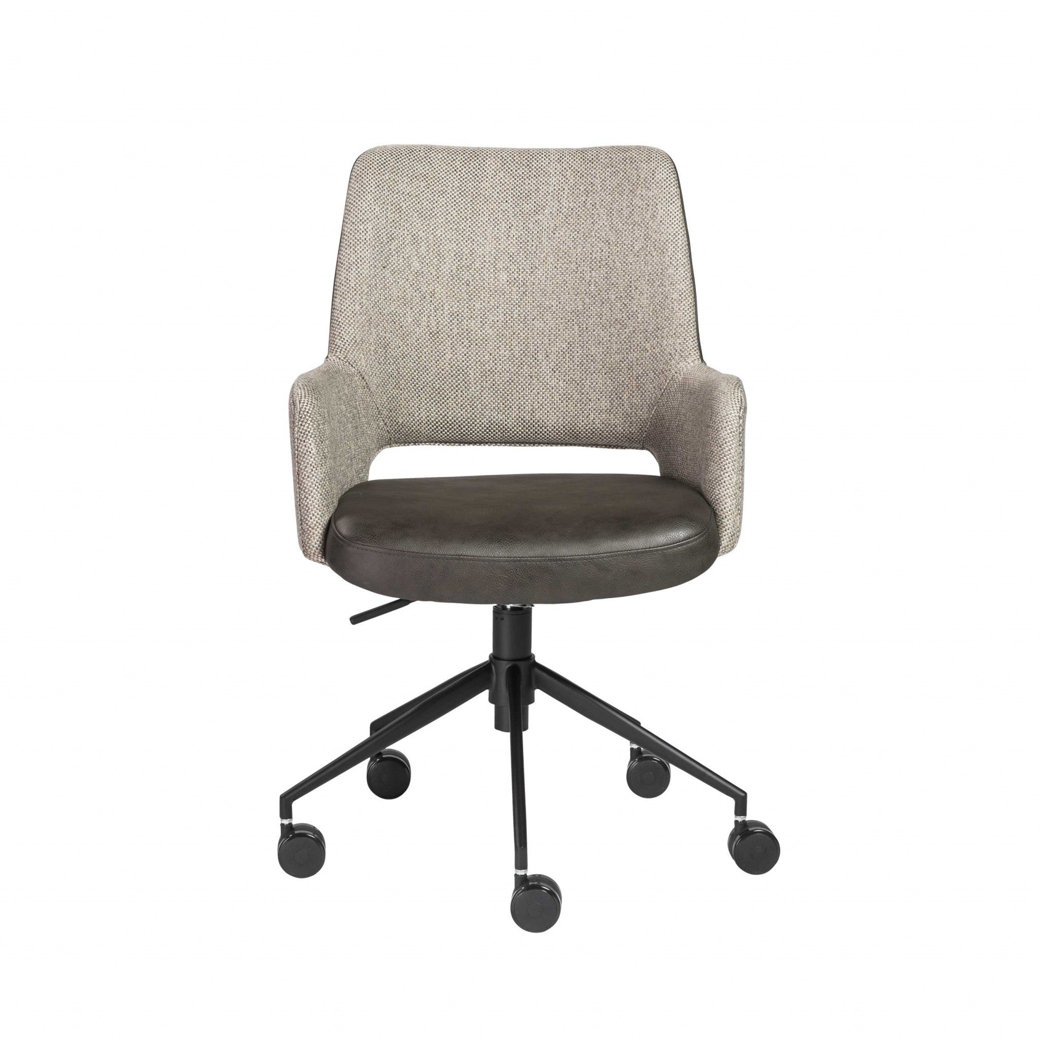 Slate-Gray-Linen-Seat-Swivel-Adjustable-Task-Chair-Fabric-Back-Steel-Frame-Office-Chairs