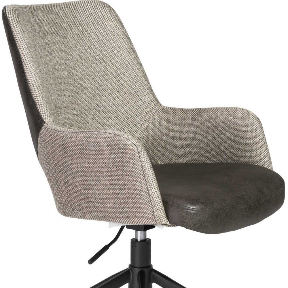 Slate Gray Linen Seat Swivel Adjustable Task Chair Fabric Back Steel Frame - Tuesday Morning-Office Chairs